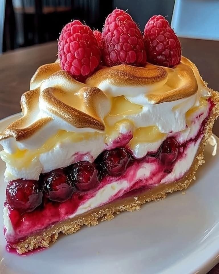 Easy Heavenly Lemon Raspberry Meringue Cheesecake Recipe