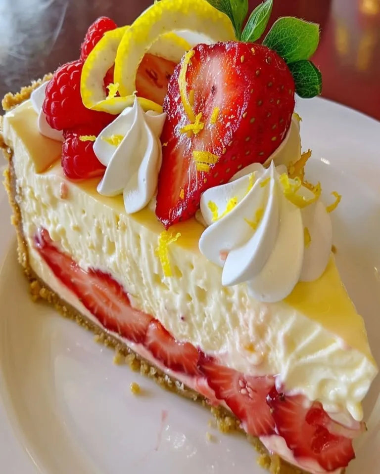 Best Irresistible Lemon Strawberry Cheesecake – No-Bake Delight