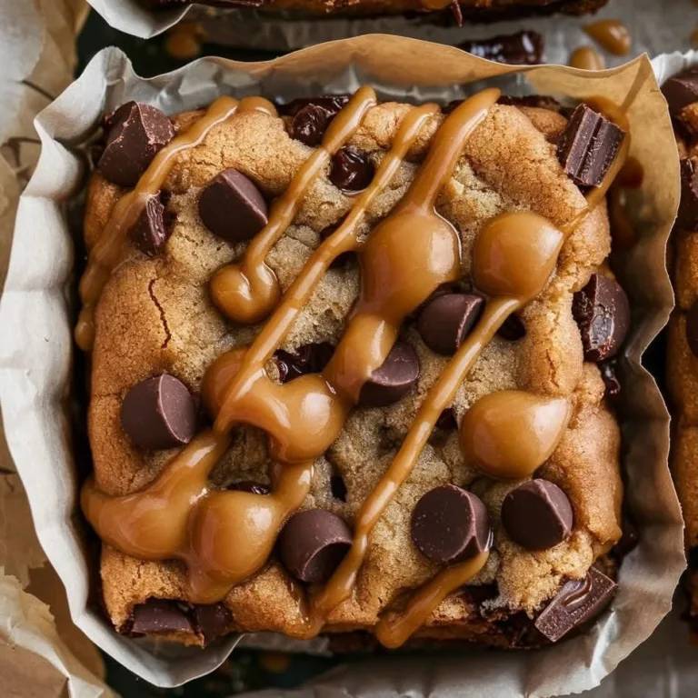Homemade Salted Caramel Chocolate Chip Cookie Bars Ready in 30 Minutes