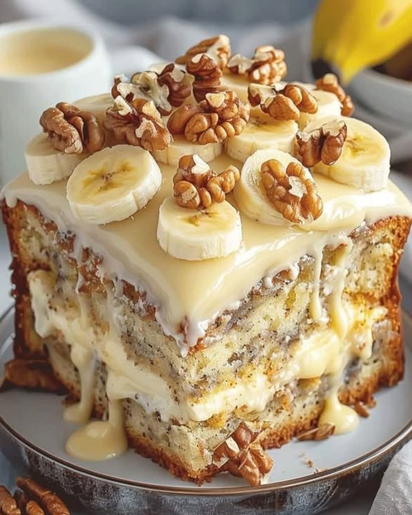 Easy Luscious Vanilla Banana Walnut Cake Recipe Ready in 30 Minutes
