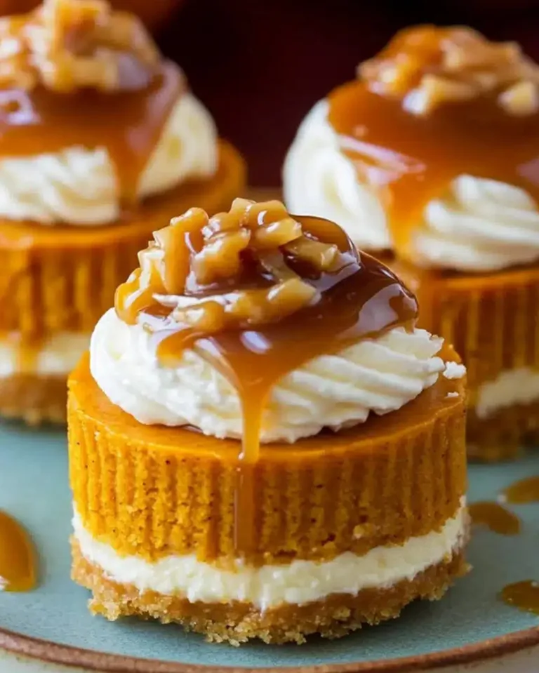 Best Mini Pumpkin Cheesecake Bites with Caramel Topping