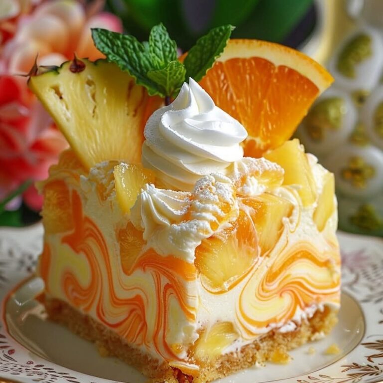 Easy Southern Pineapple Orange Swirl Cheesecake – No-Bake Delight