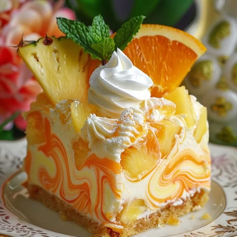 Easy Southern Pineapple Orange Swirl Cheesecake – No-Bake Delight