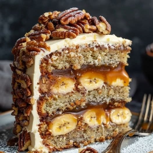 Ultimate Banana Pecan Caramel Layer Cake – Ready in 30 Minutes