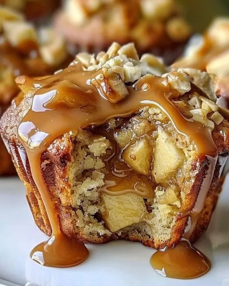 Best Caramel Apple Muffins Recipe with Walnuts & Drizzle