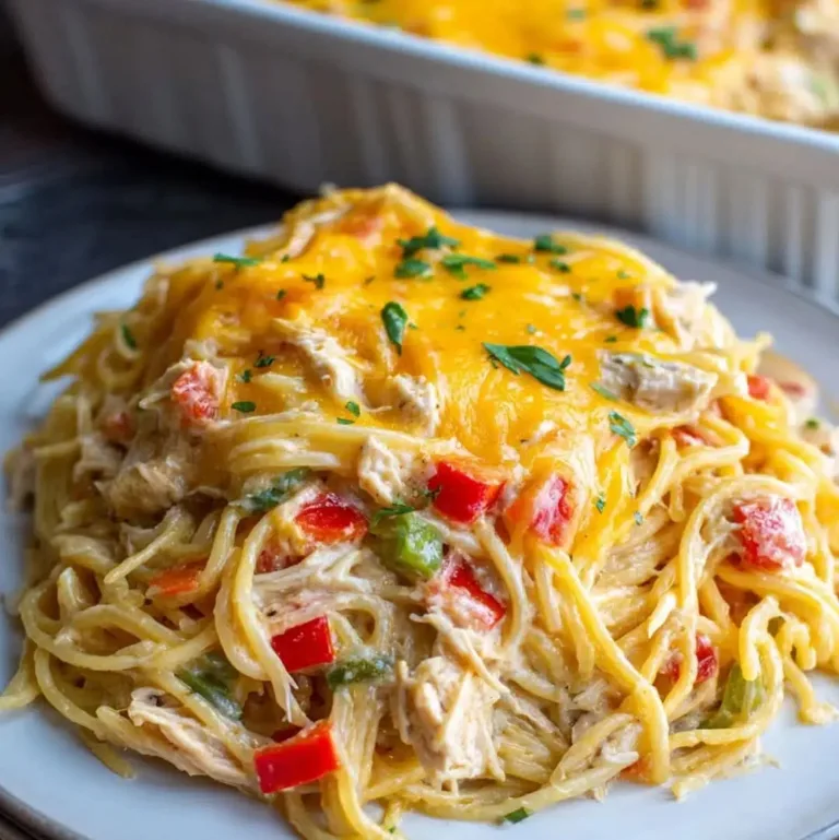 Easy Creamy Spaghetti Chicken Casserole Ready in 30 Minutes