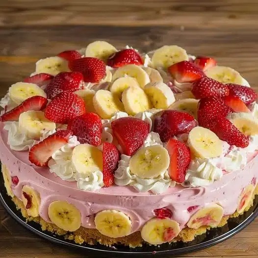 Easy Heavenly Strawberry Banana Bliss Cheesecake Ready in 30 Minutes