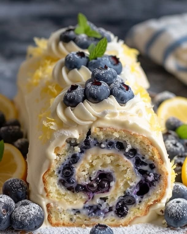 Easy Lemon Blueberry Sponge Cake Roll Ready in 30 Minutes