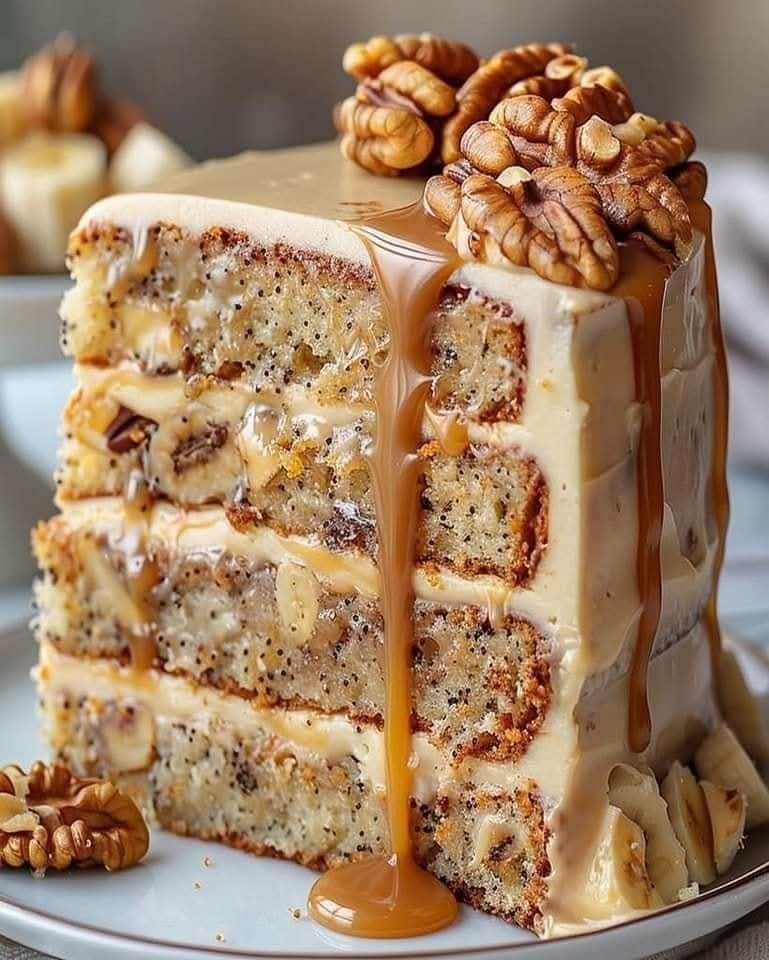 Best Luscious Walnut Banana Caramel Cake Ready in 30 Minutes