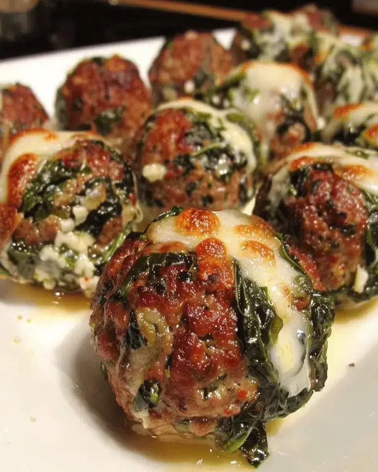 Easy Mozzarella-Stuffed Spinach Garlic Meatballs Ready in 30 Minutes