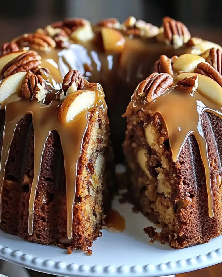 Easy Apple Pecan Cake with Caramel Glaze Ready in 30 Minutes