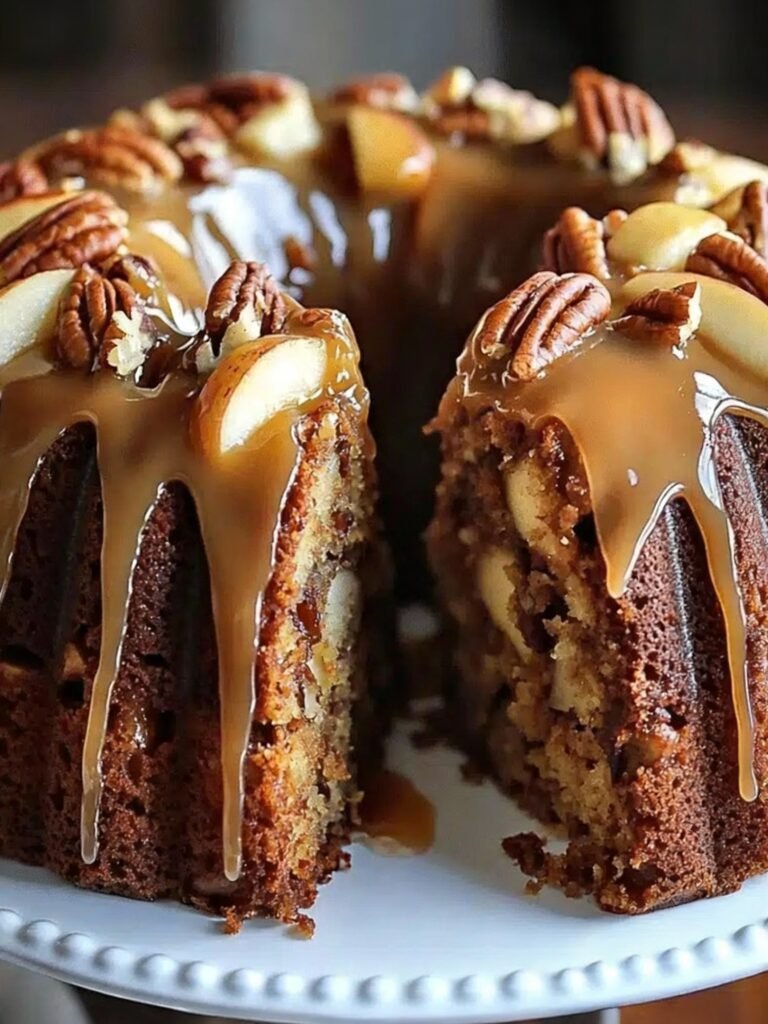 Apple Pecan Cake With Caramel Glaze Recipe