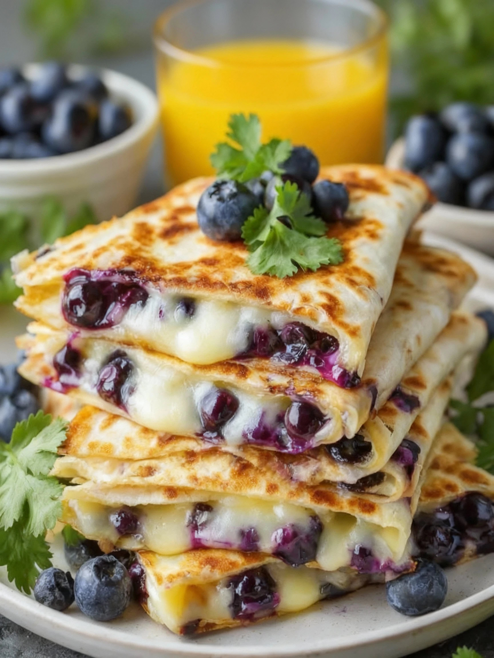 Blueberry Breakfast Quesadilla finished