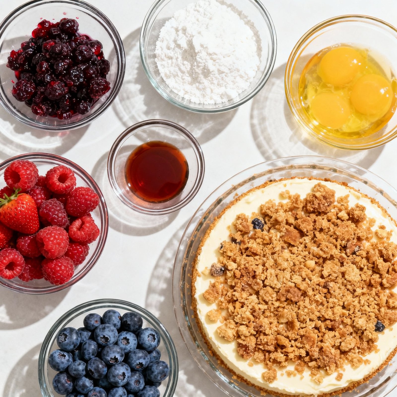 How to Make Blueberry Crumble Cheesecake | Blueberry Crumble Cheesecake Recipe | Julie Marie Eats ingredients