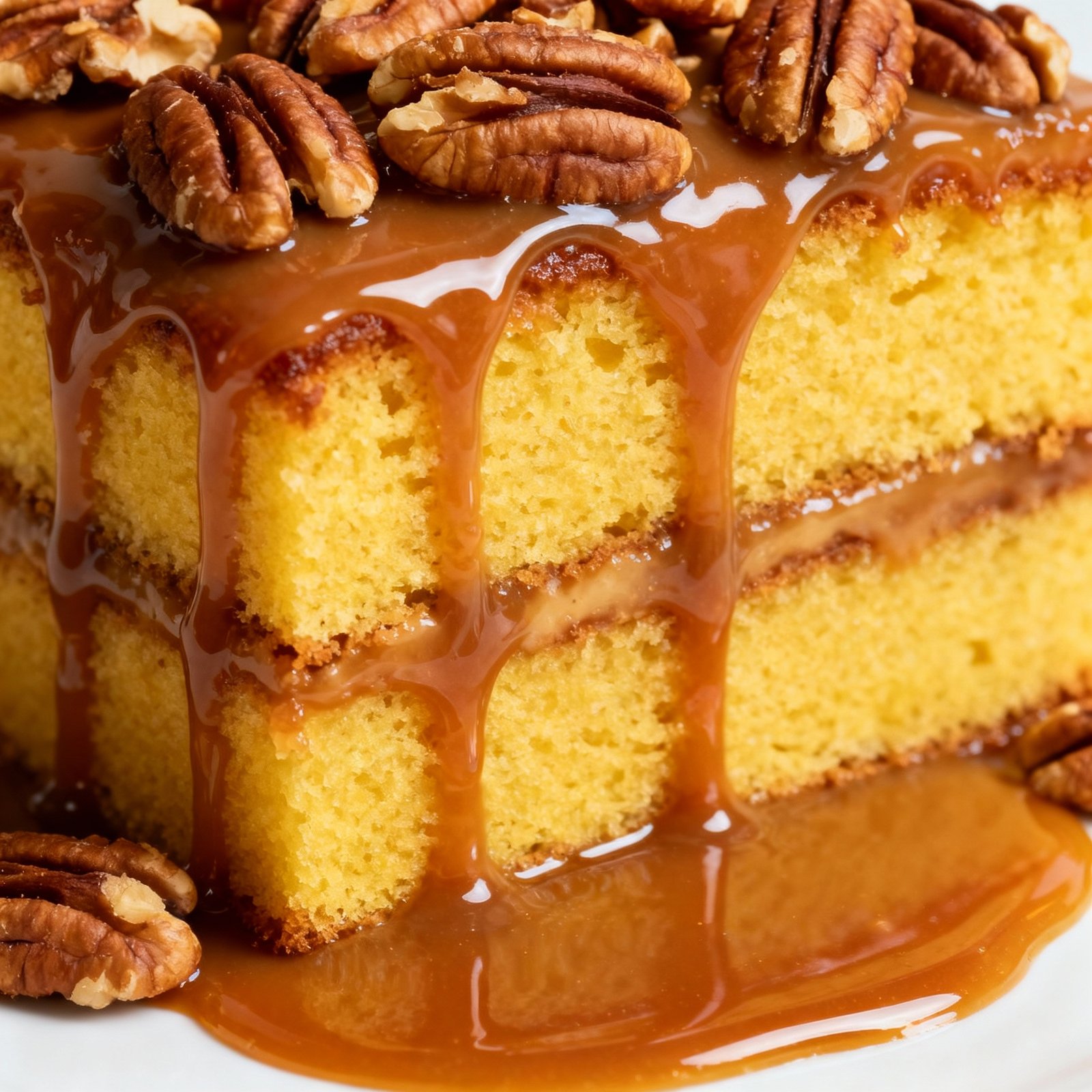 Butter Pecan Praline Poke Cake finished