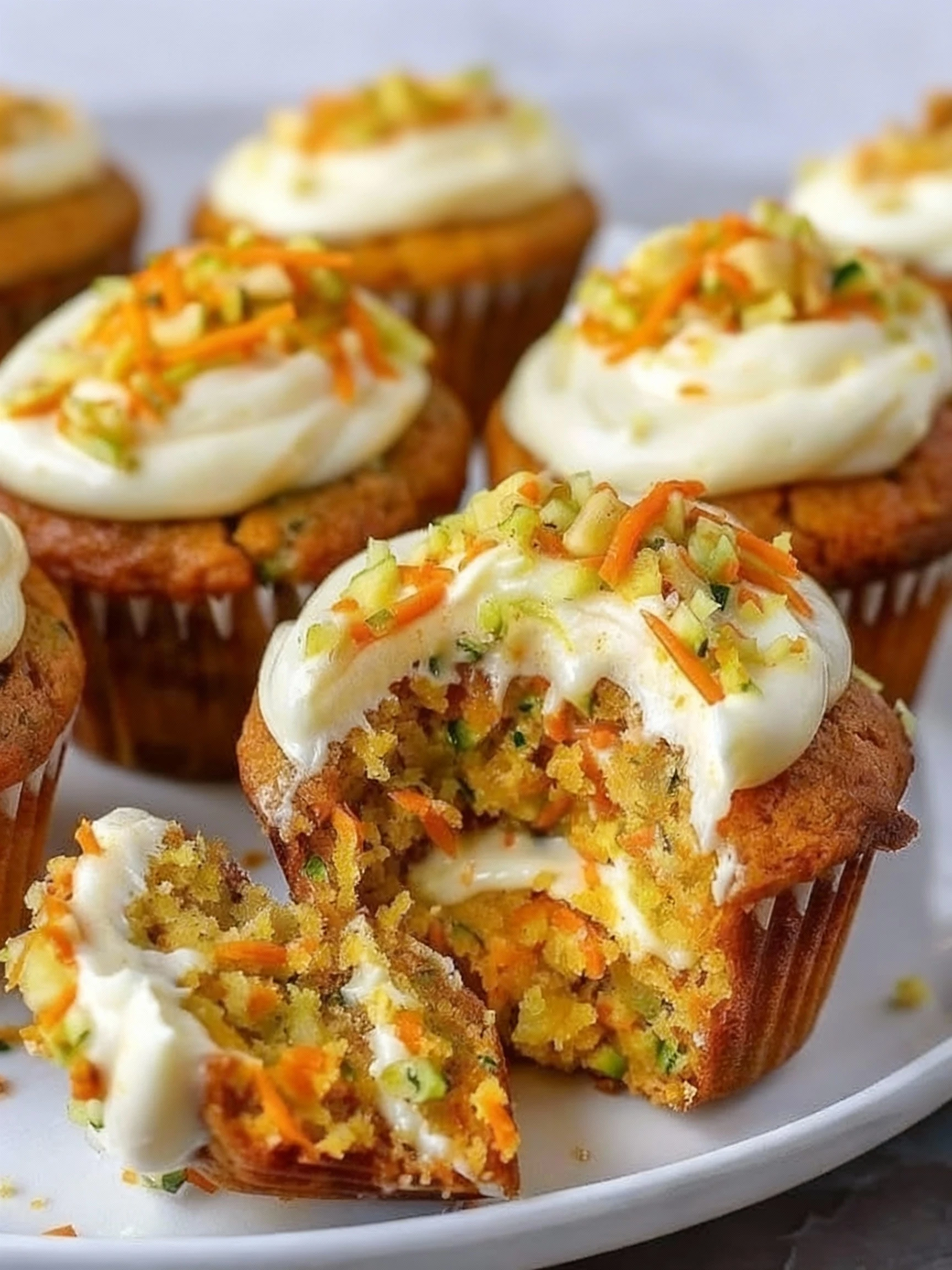 Carrot Apple Zucchini Muffins with Cream Cheese Frosting finished