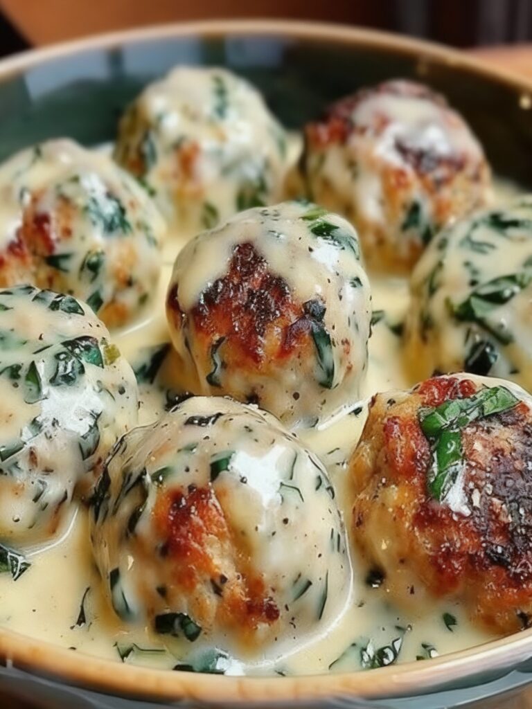 Chicken Ricotta Meatballs With Spinach Alfredo Sauce Recipe