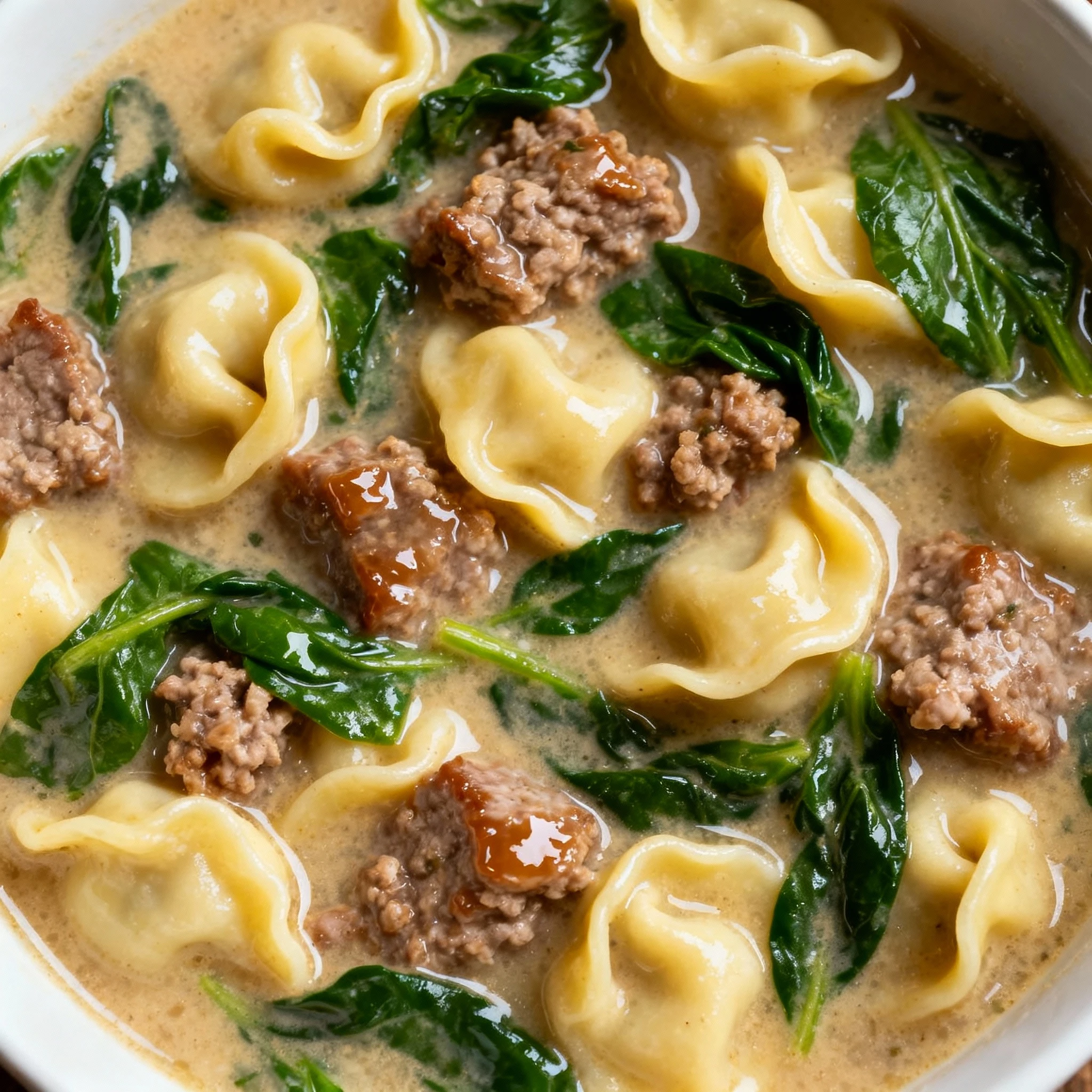 🍂 Crockpot Creamy Tortellini Soup! recipe finished