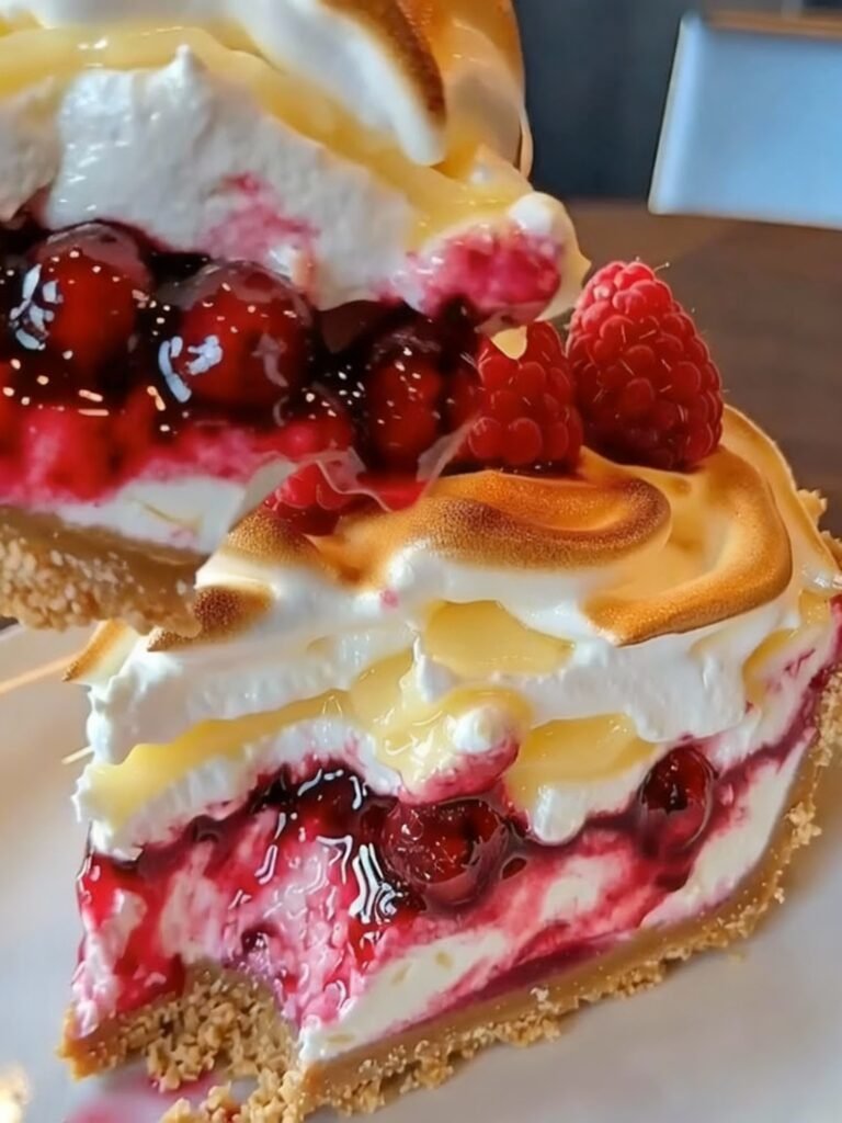 Lemon Raspberry Meringue Cheesecake Recipe