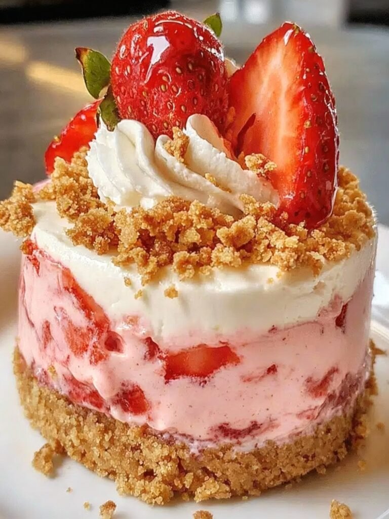 No-Bake Mini Strawberry Crunch Cheesecake Mousse Recipe
