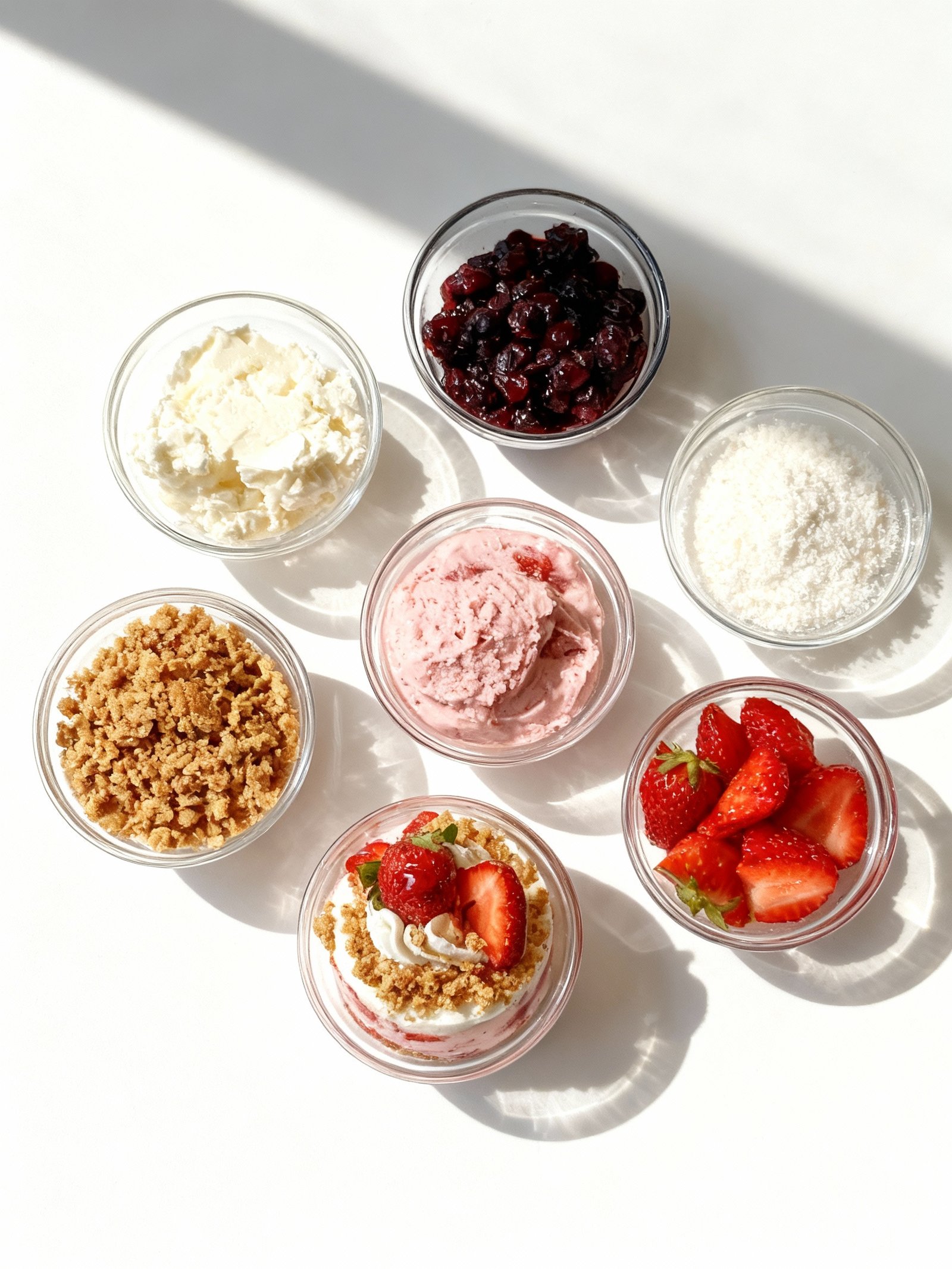 No-Bake Mini Strawberry Crunch Cheesecake Mousse ingredients
