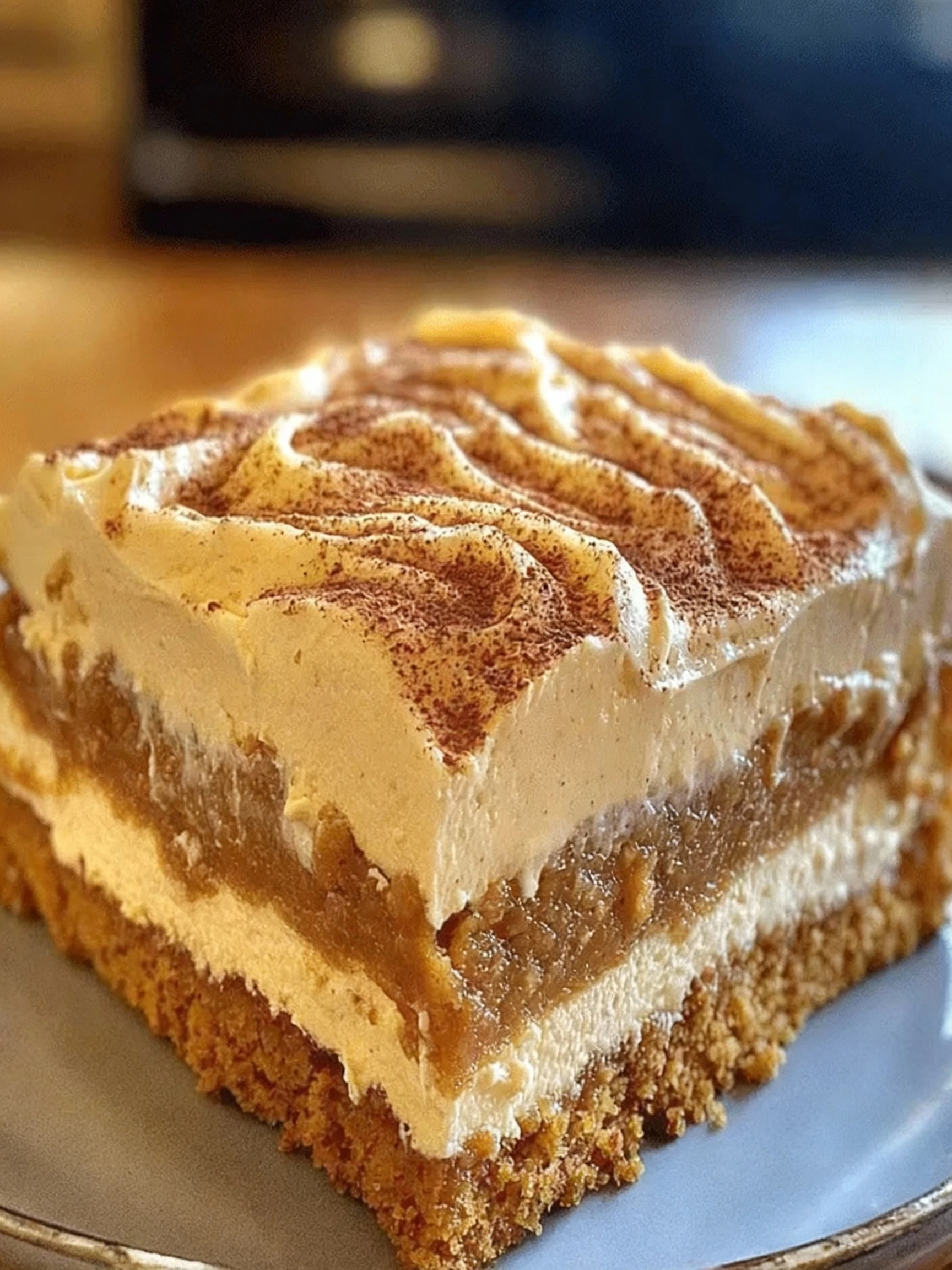 Pumpkin Spice Gooey Cake with Cream Cheese Frosting finished