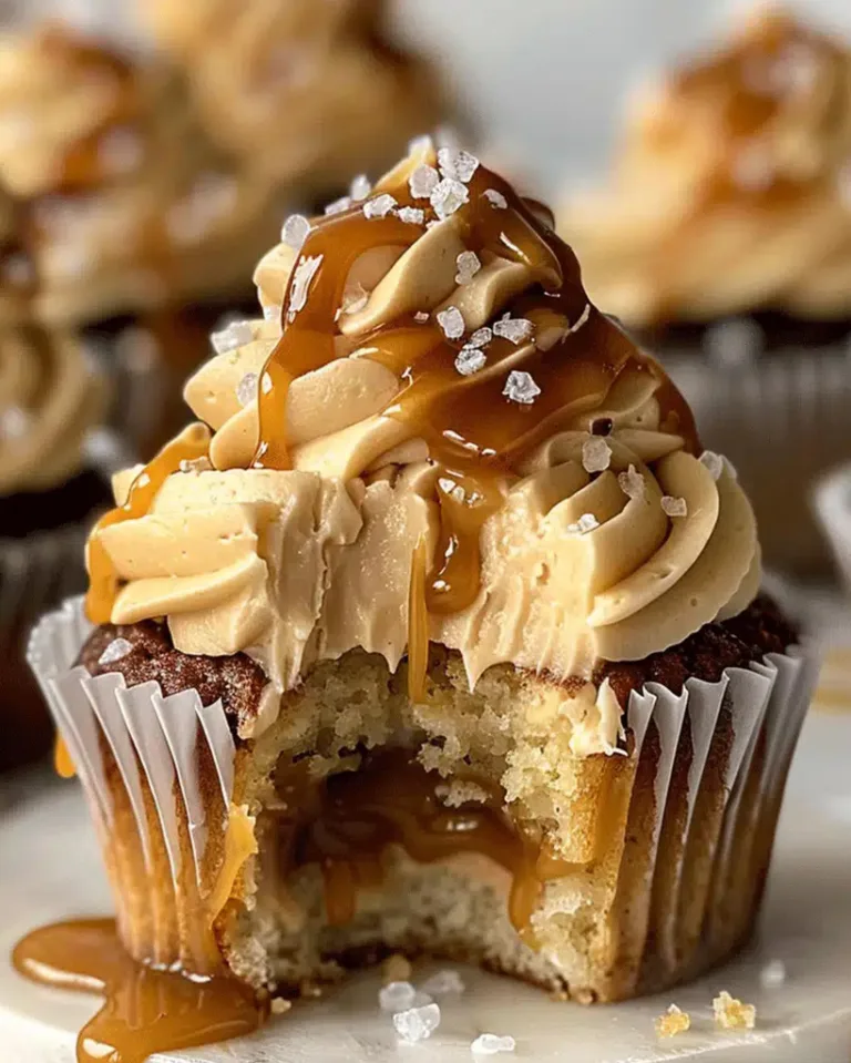 Ultimate Salted Caramel Cupcakes with Gooey Filling