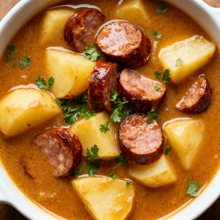 Slow Cooker German Potato Soup with Sausages