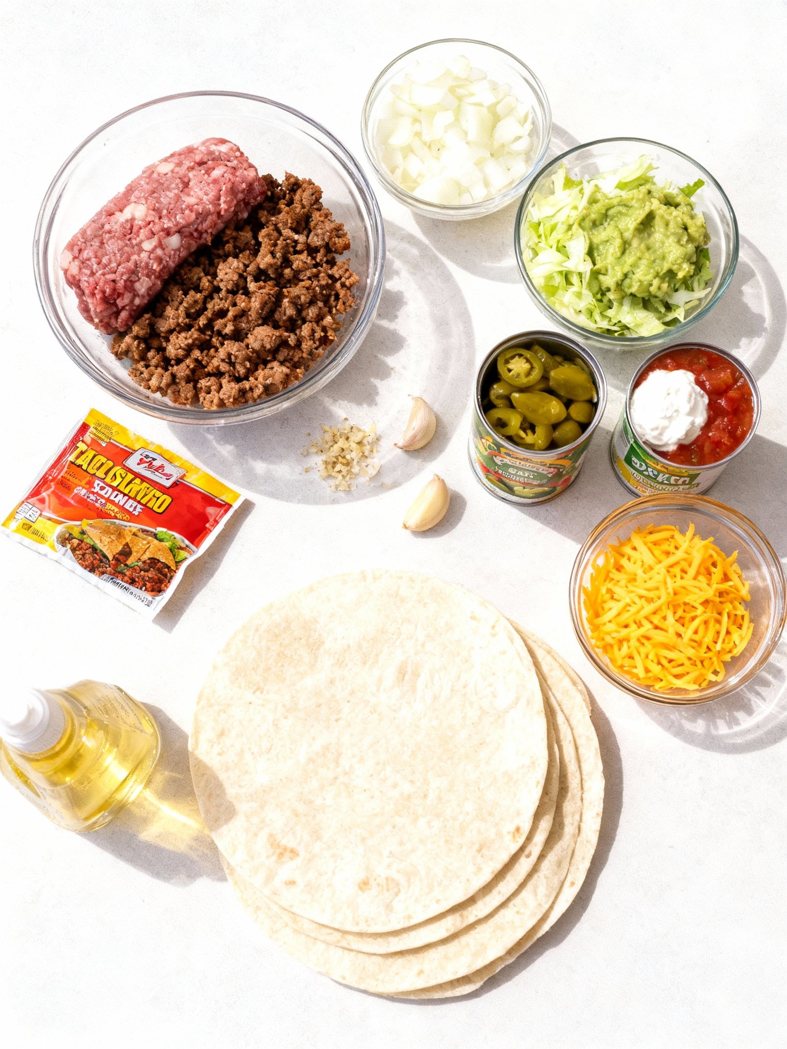 Cheesy Beef Chimichangas ingredients