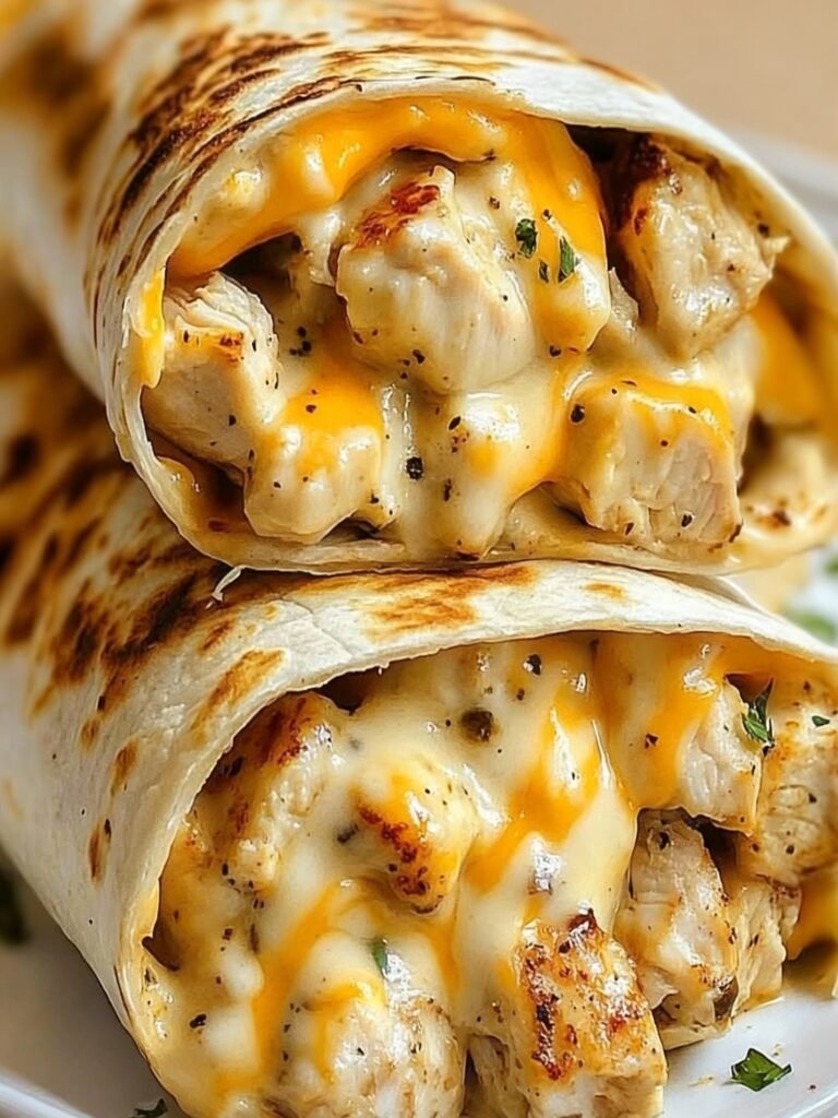 Cheesy Garlic Chicken Wraps – Quick & Easy Recipe