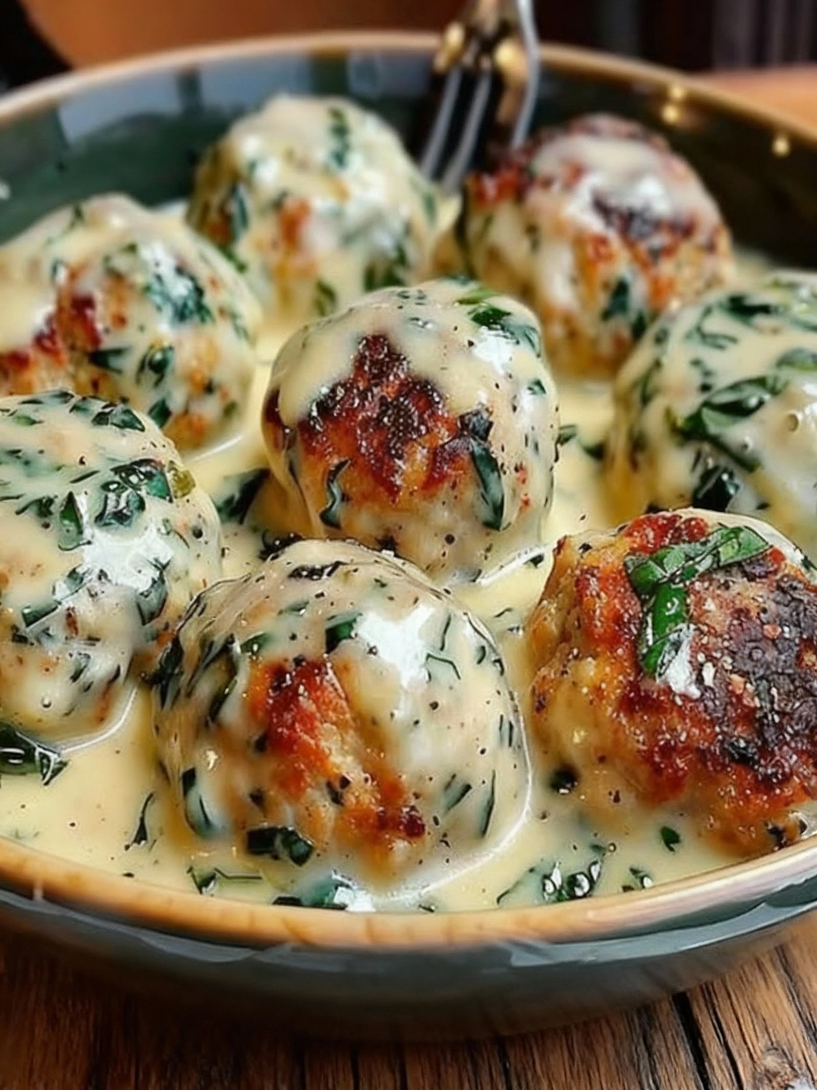 Chicken Ricotta Meatballs With Spinach Alfredo Sauce Recipe