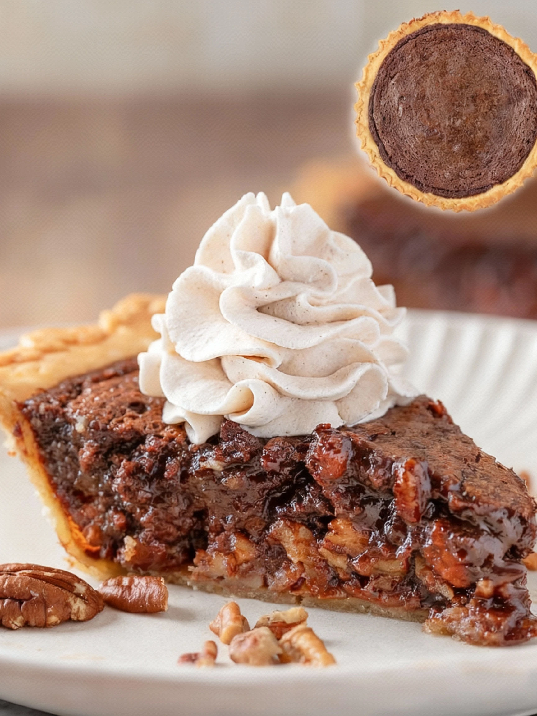 Chocolate Bourbon Pecan Pie finished