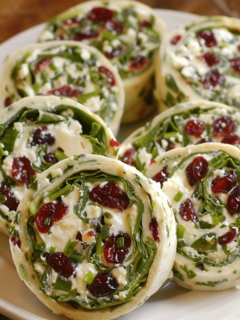 Cranberry Feta Pinwheels with Cream Cheese Recipe