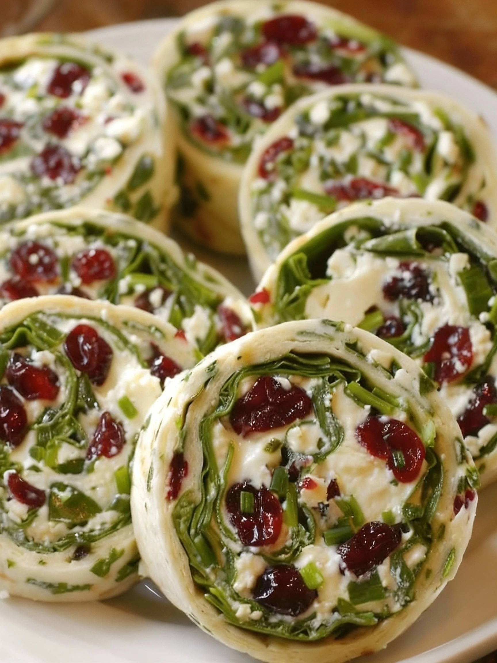 Cranberry Feta Pinwheels with Cream Cheese Recipe finished