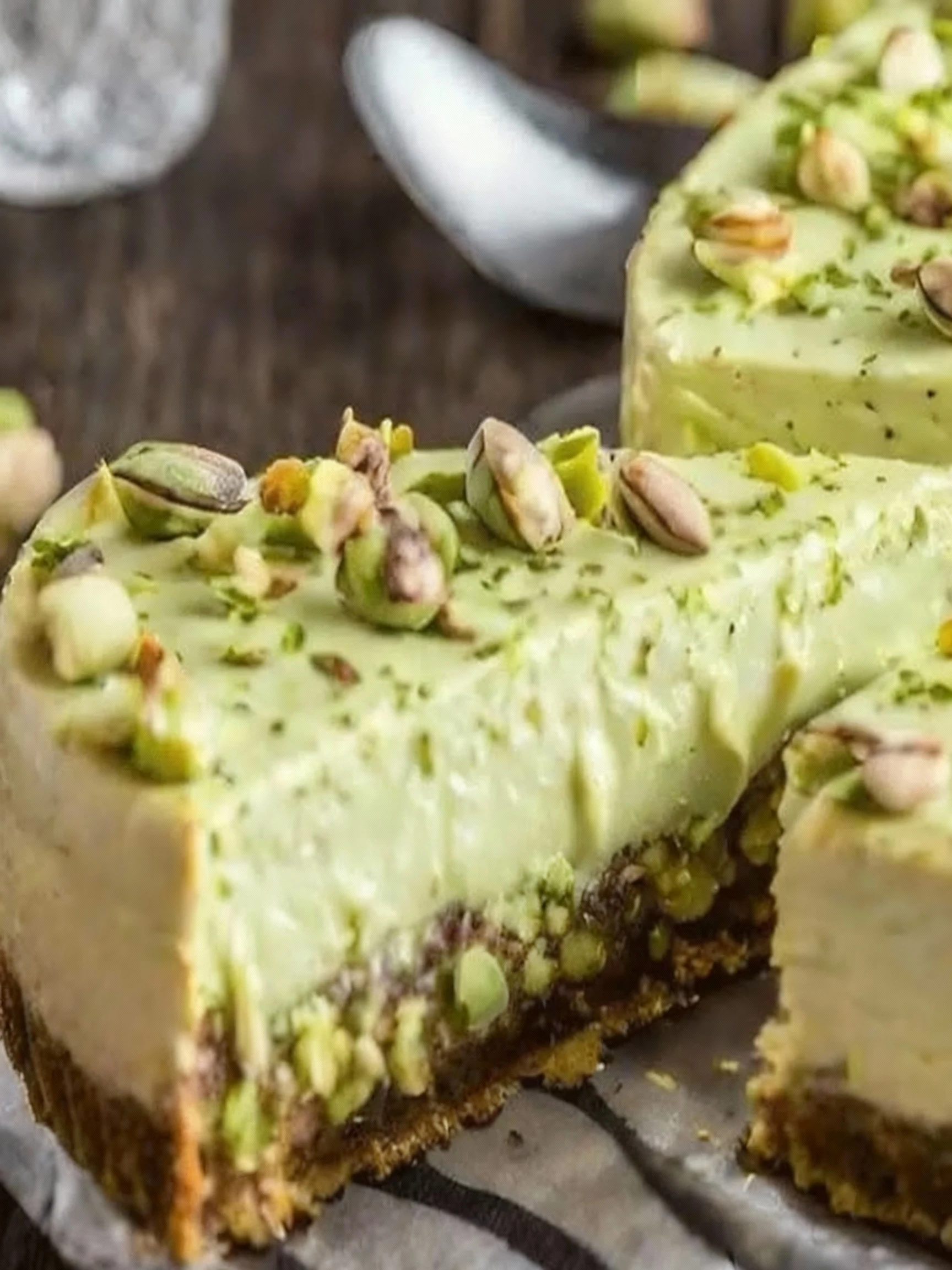 Creamy Pistachio Dream Cheesecake finished