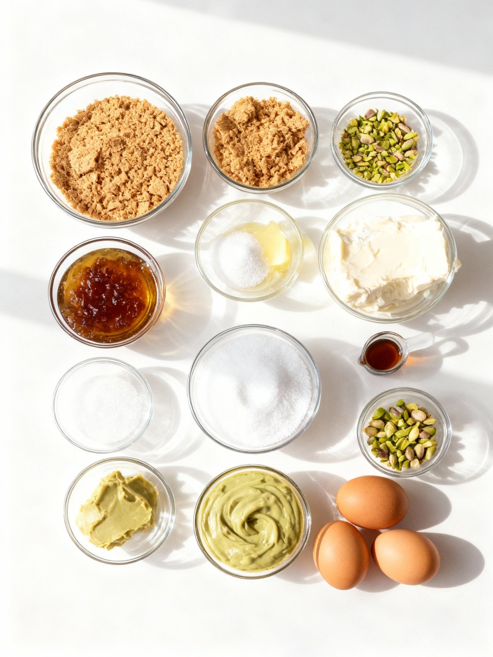 Creamy Pistachio Dream Cheesecake ingredients