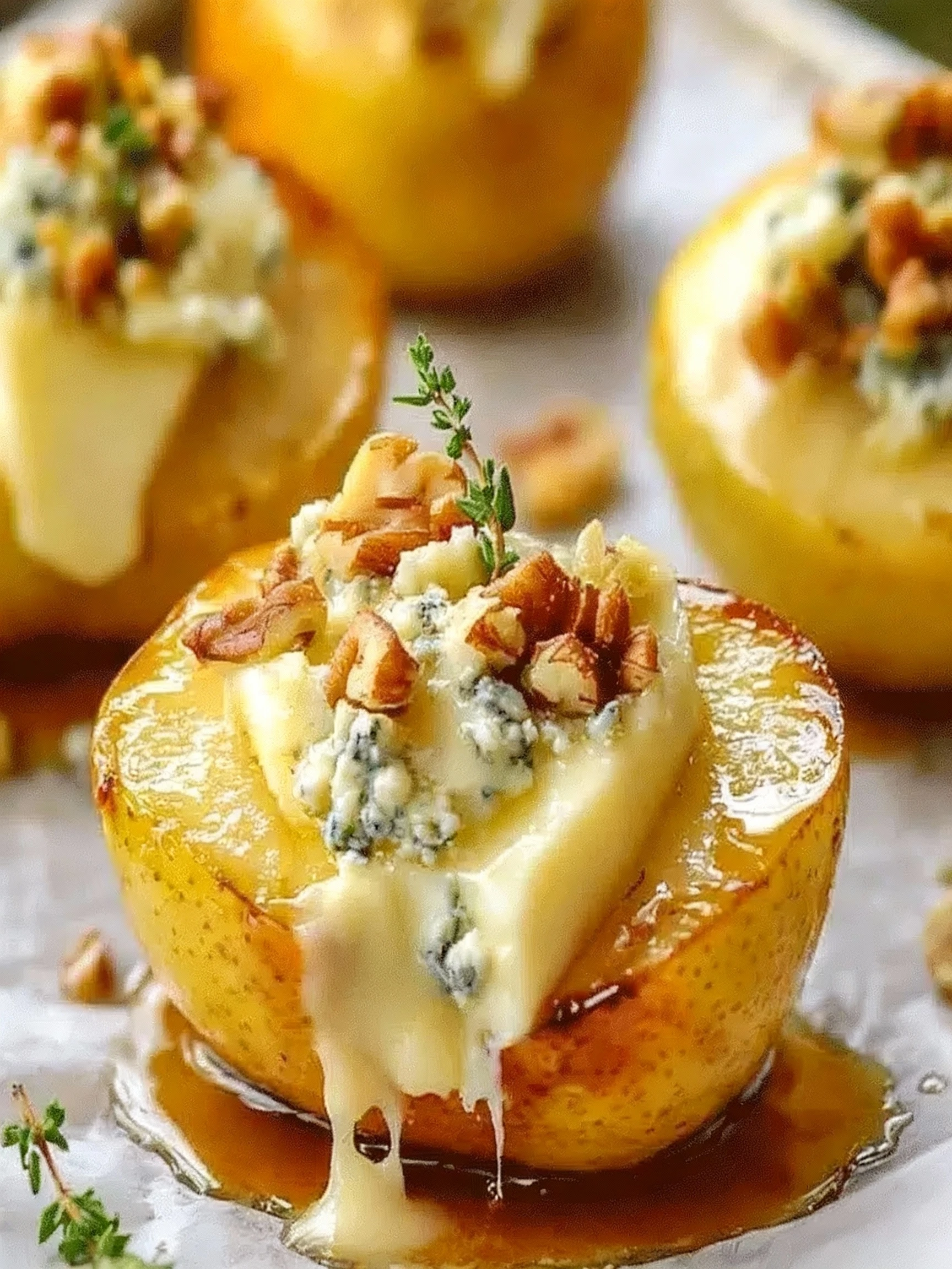 Easy Roasted Pears with Blue Cheese finished