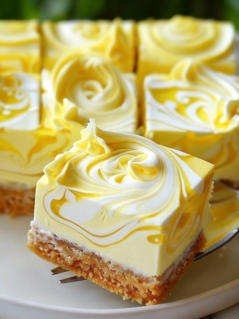 Elegant Lemon Marbled Cheesecake Bars Recipe