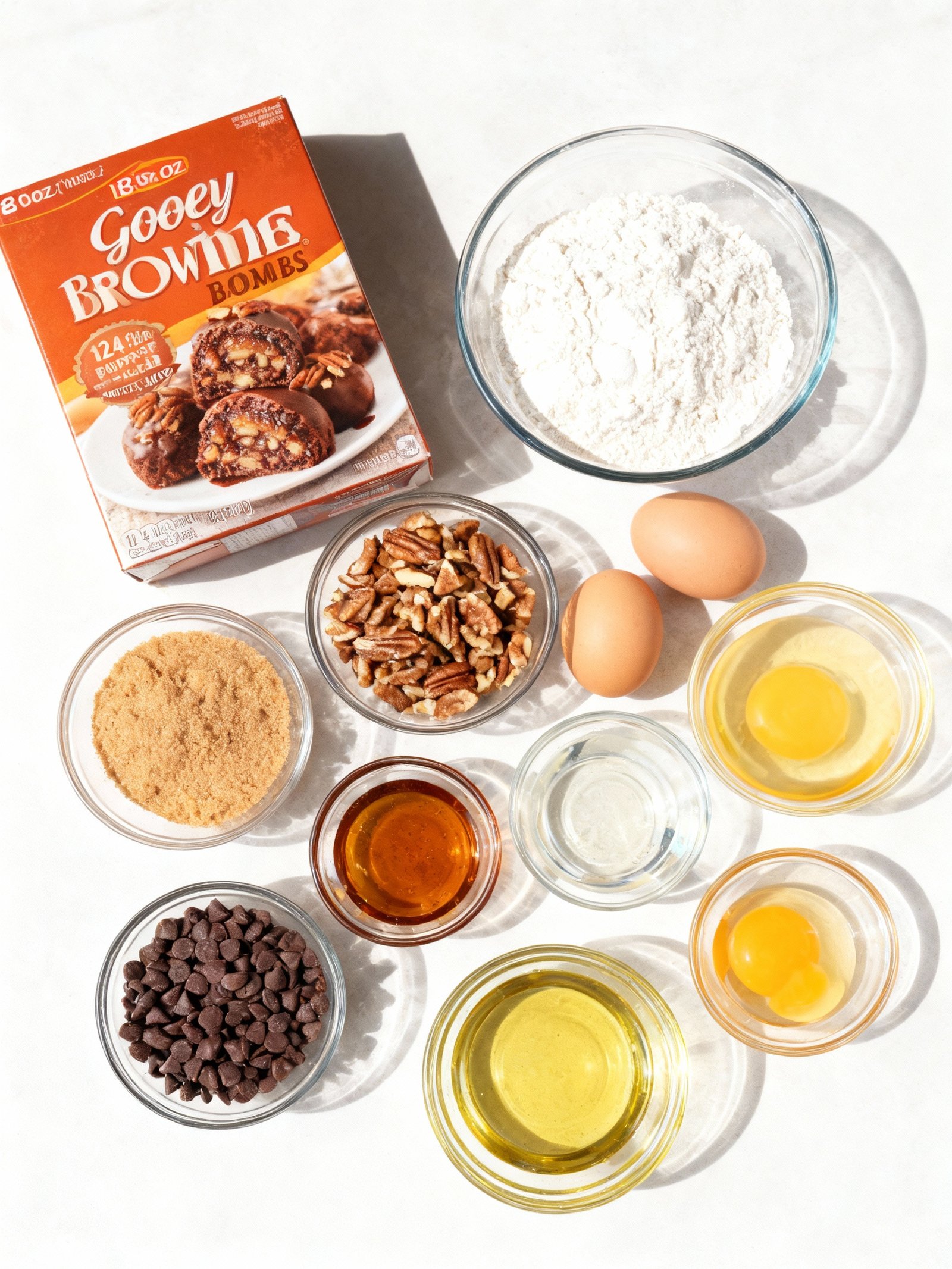 Gooey Pecan Pie Brownie Bombs ingredients