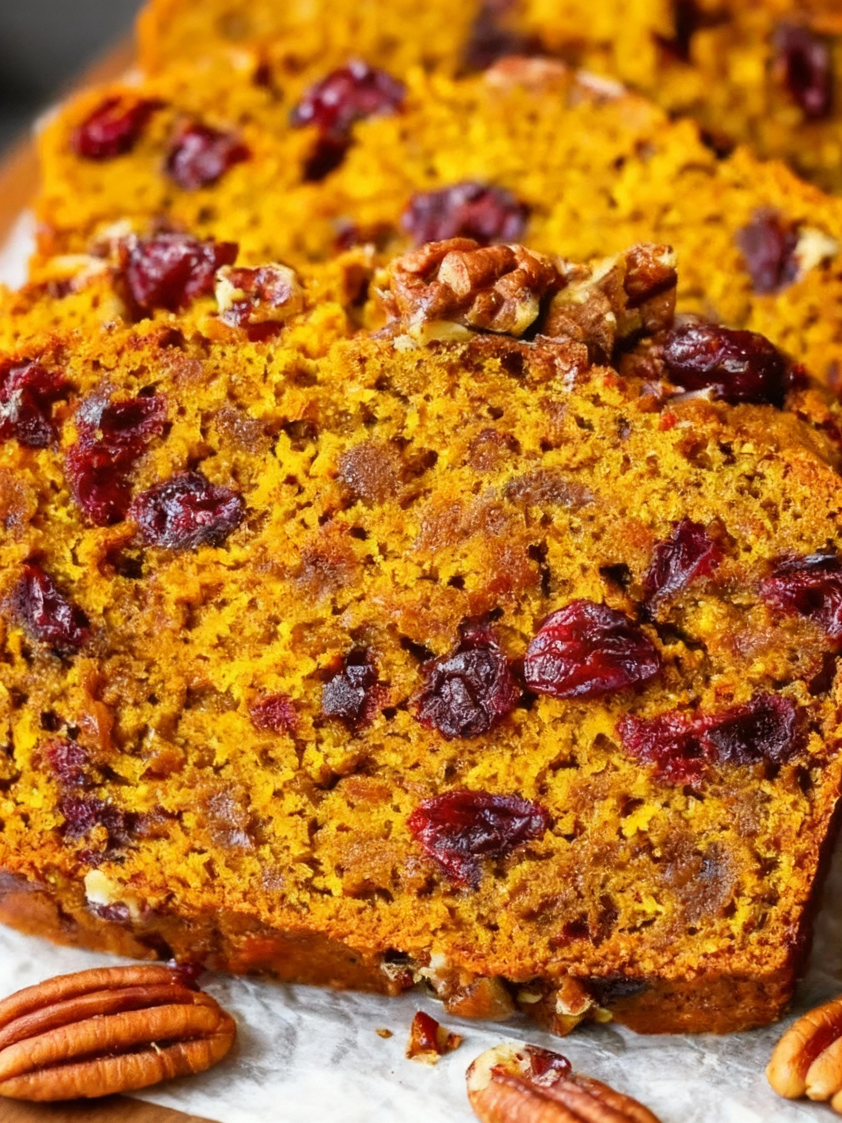 Holiday Cranberry Pecan Pumpkin Bread finished