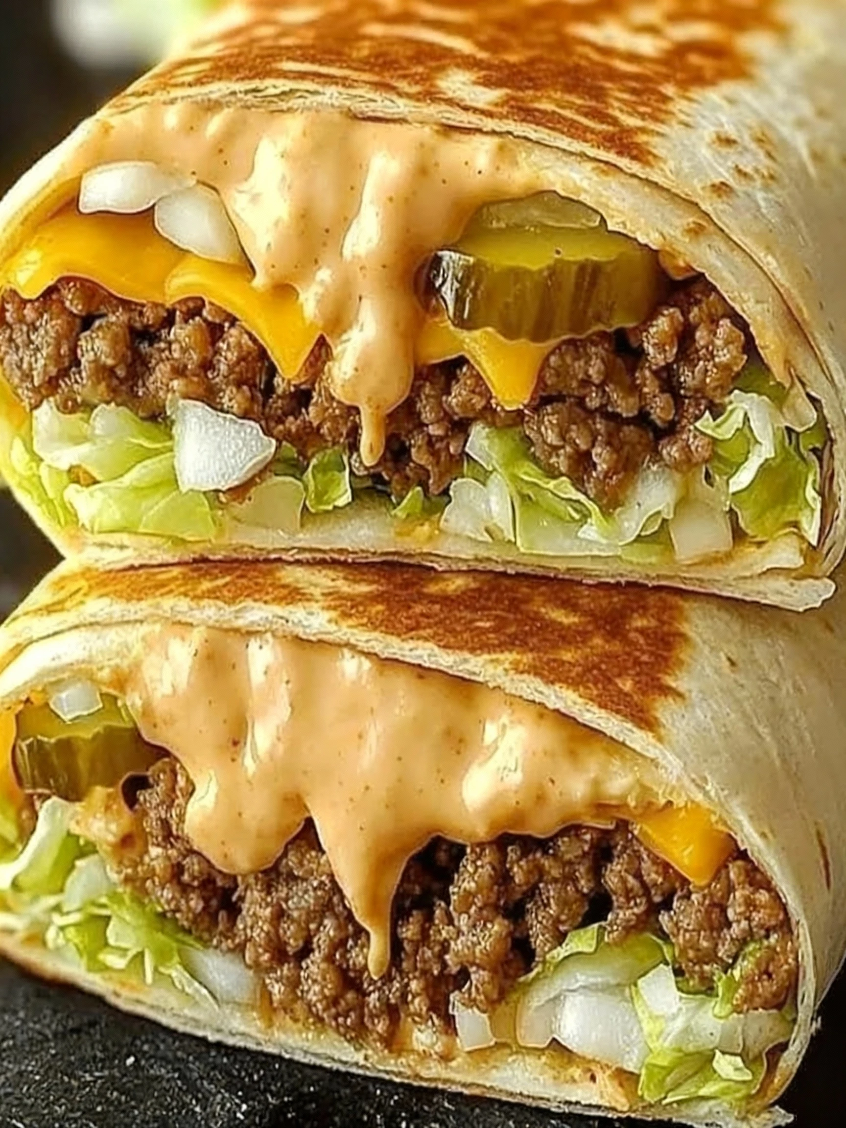 Homemade Big Mac Wraps With Special Sauce finished