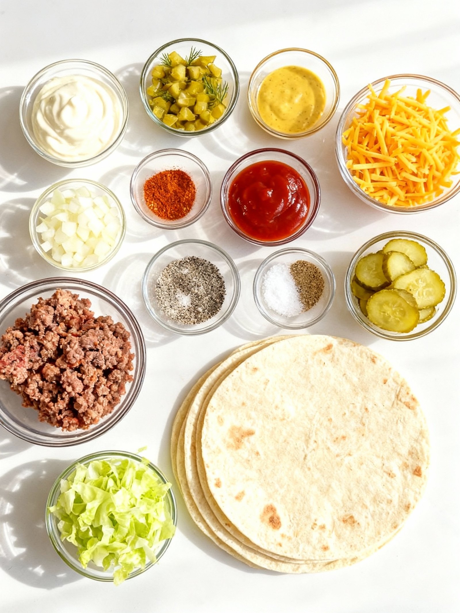 Homemade Big Mac Wraps With Special Sauce ingredients