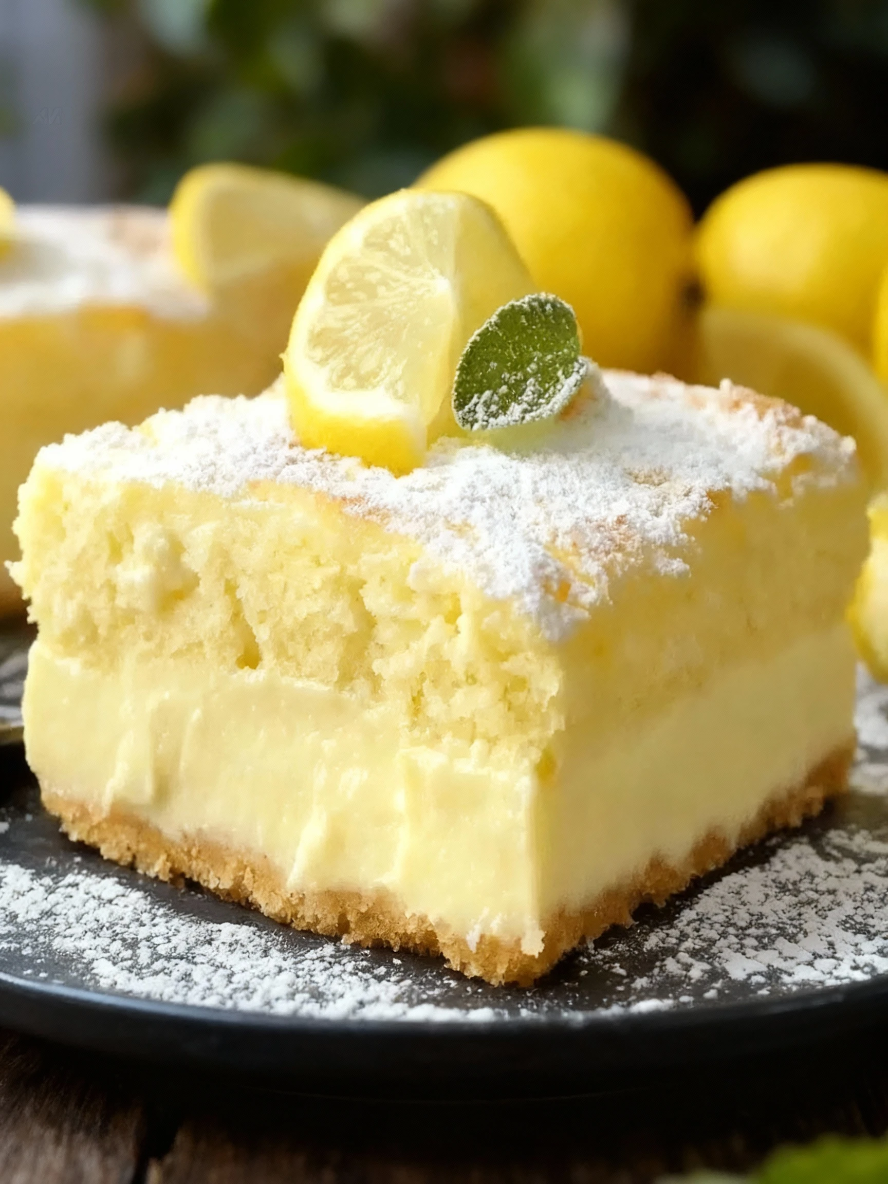 Homemade Lemon Custard Cake finished