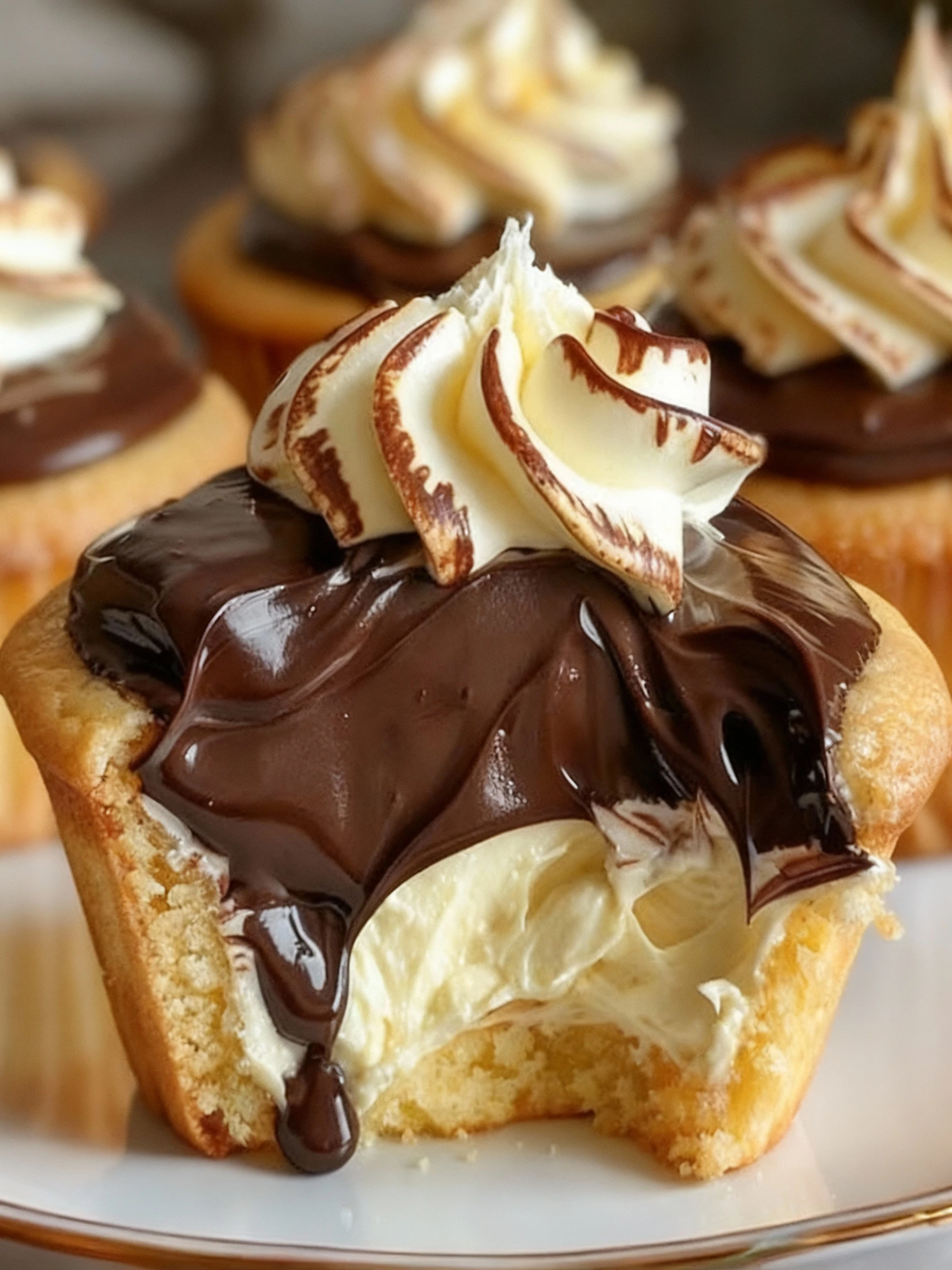 Irresistible Boston Cream Pie Cupcakes finished