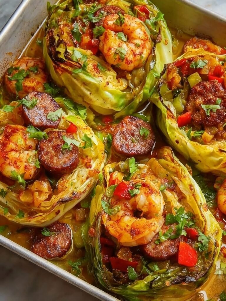 Keto Cajun Shrimp and Sausage Stuffed Cabbage Recipe