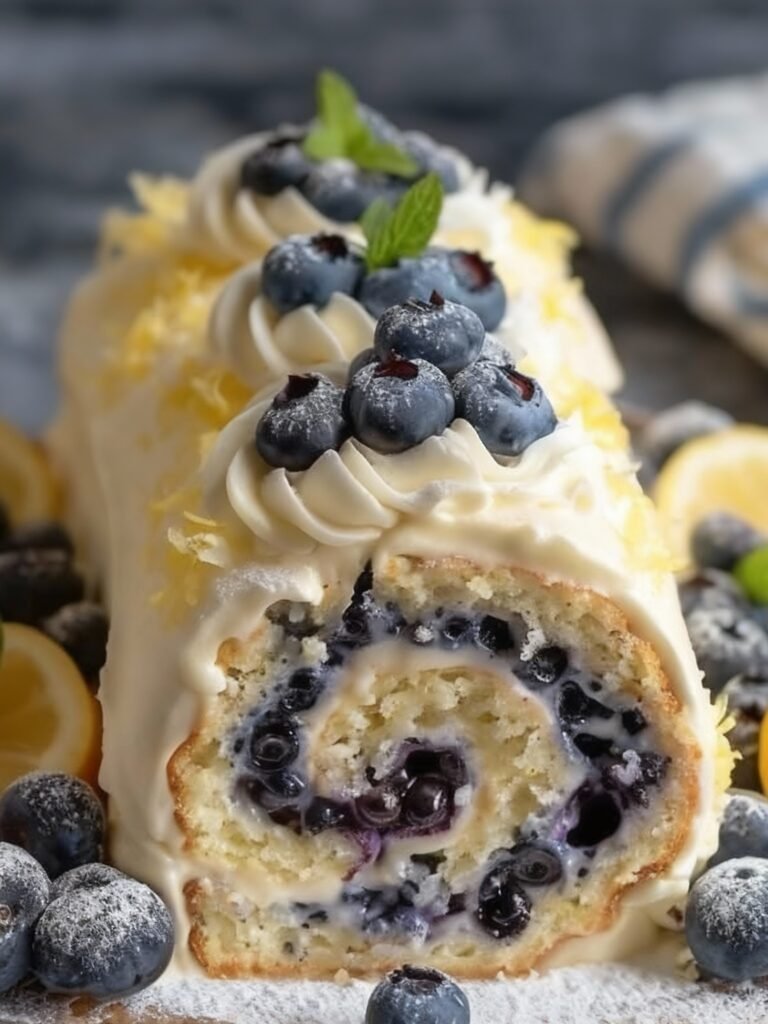 Blueberry Lemon Roll Cake Recipe