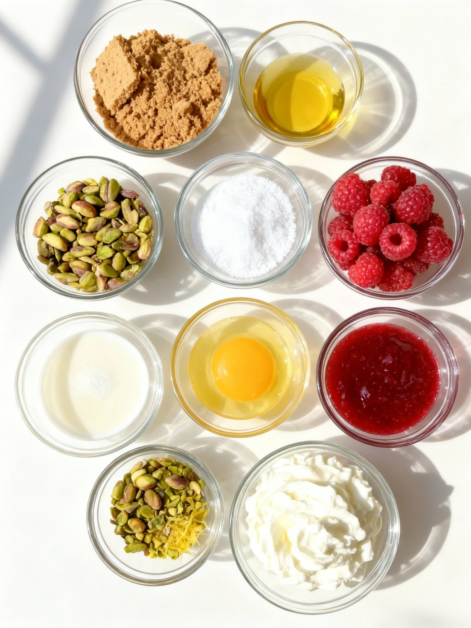 Creamy, zesty, and stunning This lemon raspberry cheesecake topped with pistachio crumb is pure elegance perfect for an ingredients