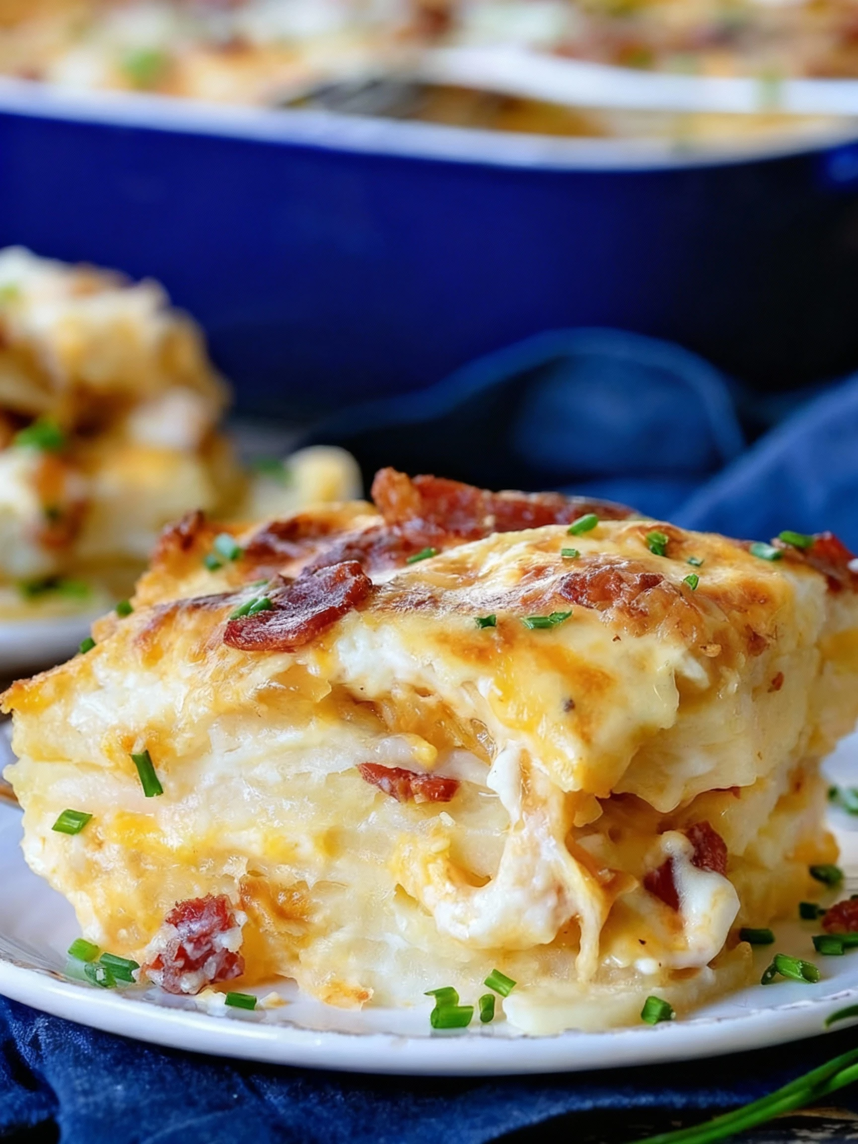 Loaded Scalloped Potatoes are next level comfort food finished