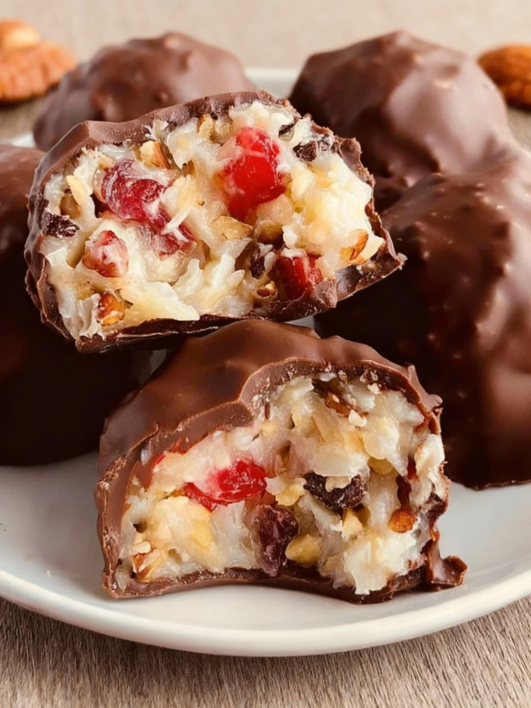 Martha Washington Candy Old-fashioned chocolate candies filled with coconut, cherries & pecans—pure nostalgia in ev finished