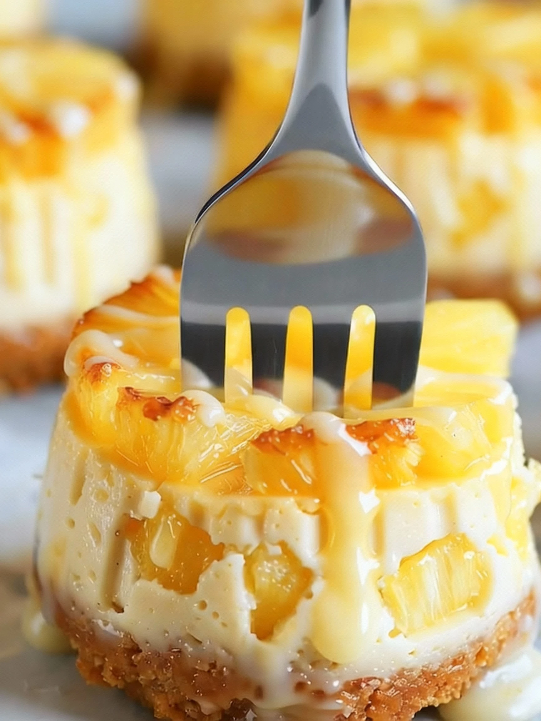 Mini Pineapple Upside-Down Cheesecakes finished